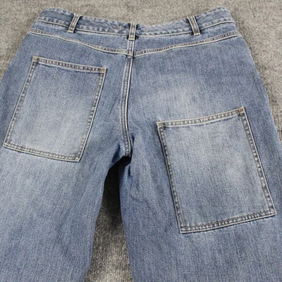 Tibi Jeans Womens 30 Classic Brancusi Denim Blue Relaxed Wide Leg Cropped Baggy - Picture 7 of 16